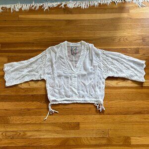 Johnny Was 3/4 Sleeve Eyelet Blouse - size S